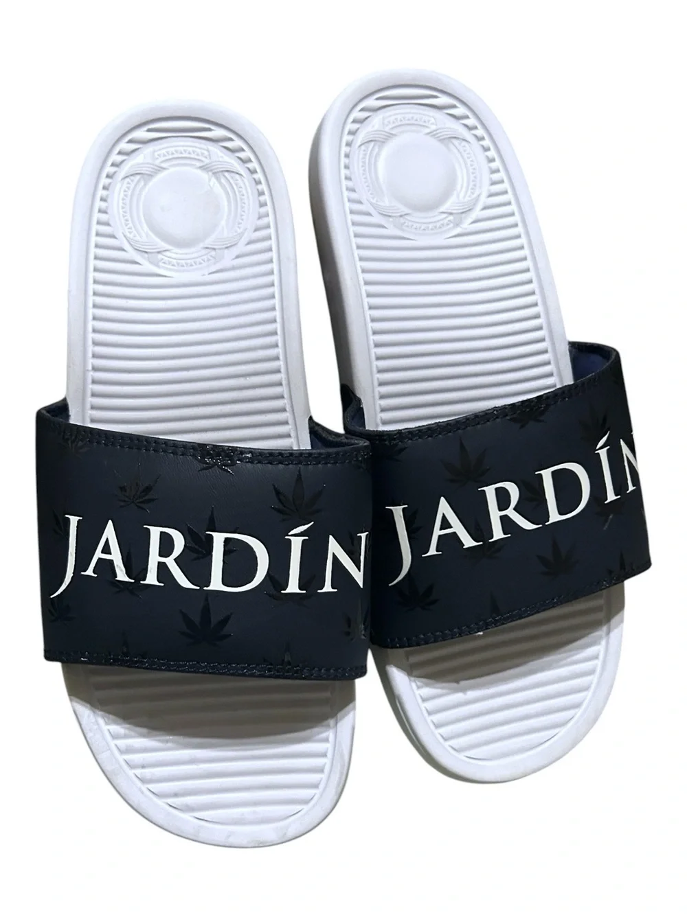 JARDÍN APPAREL Men’s Blue Leaf Slides Collaboration with SANDALBOYZ